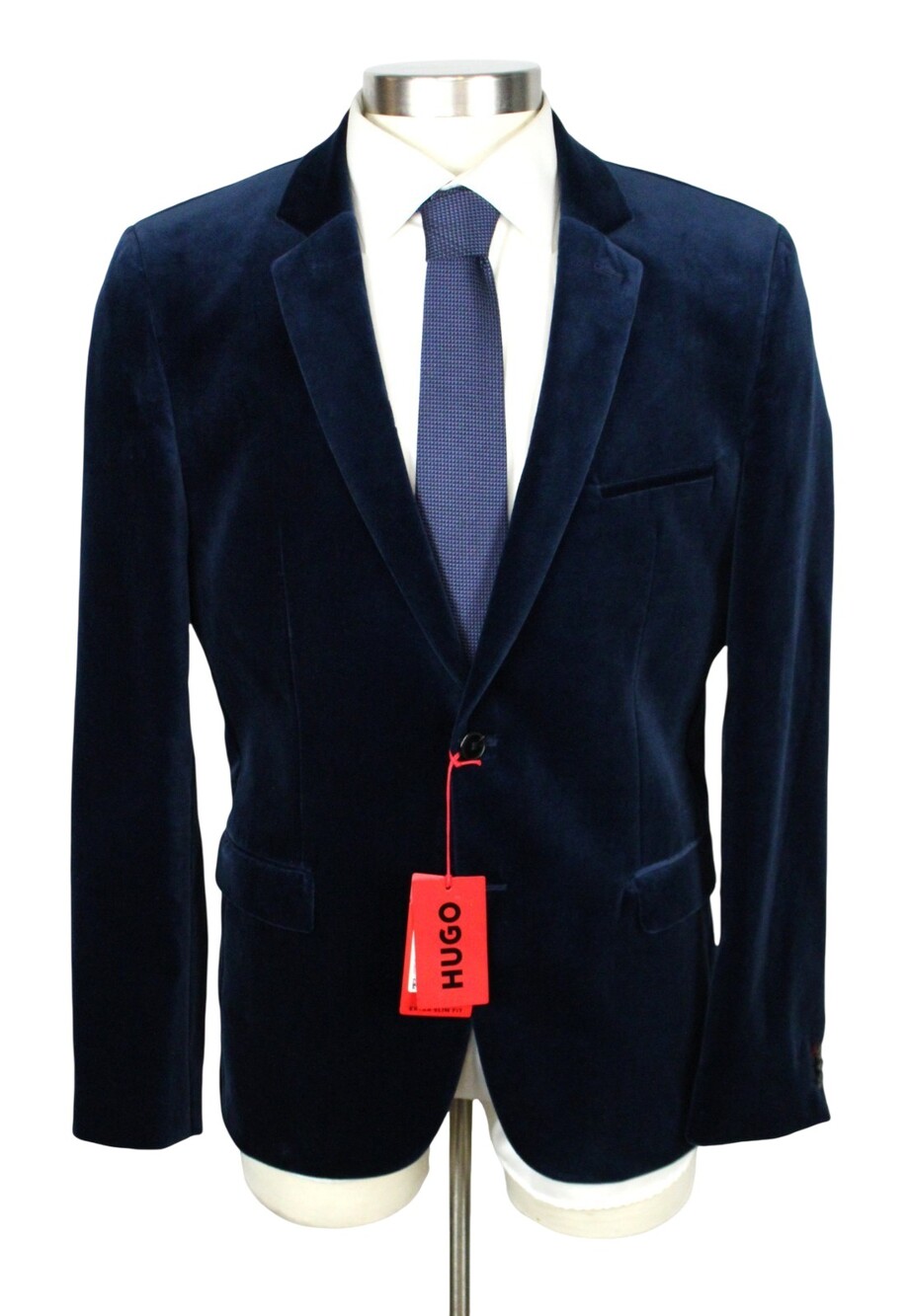 Hugo Boss Navy Velvet Arti Jacket 42 R Mens Extra Slim Fit Sport Coat Blazer